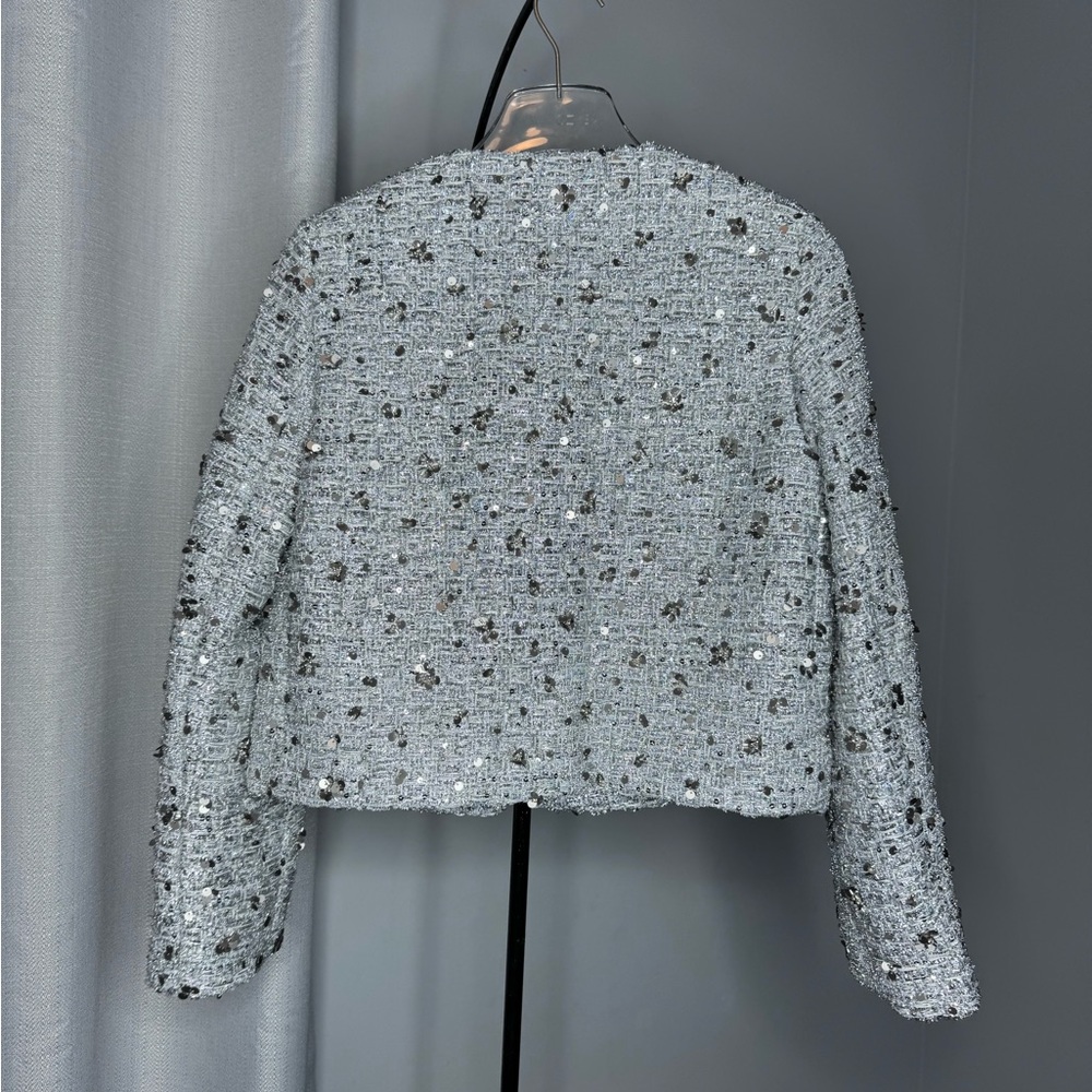 Zara Silver Textured Blazer - Picture 10 of 12
